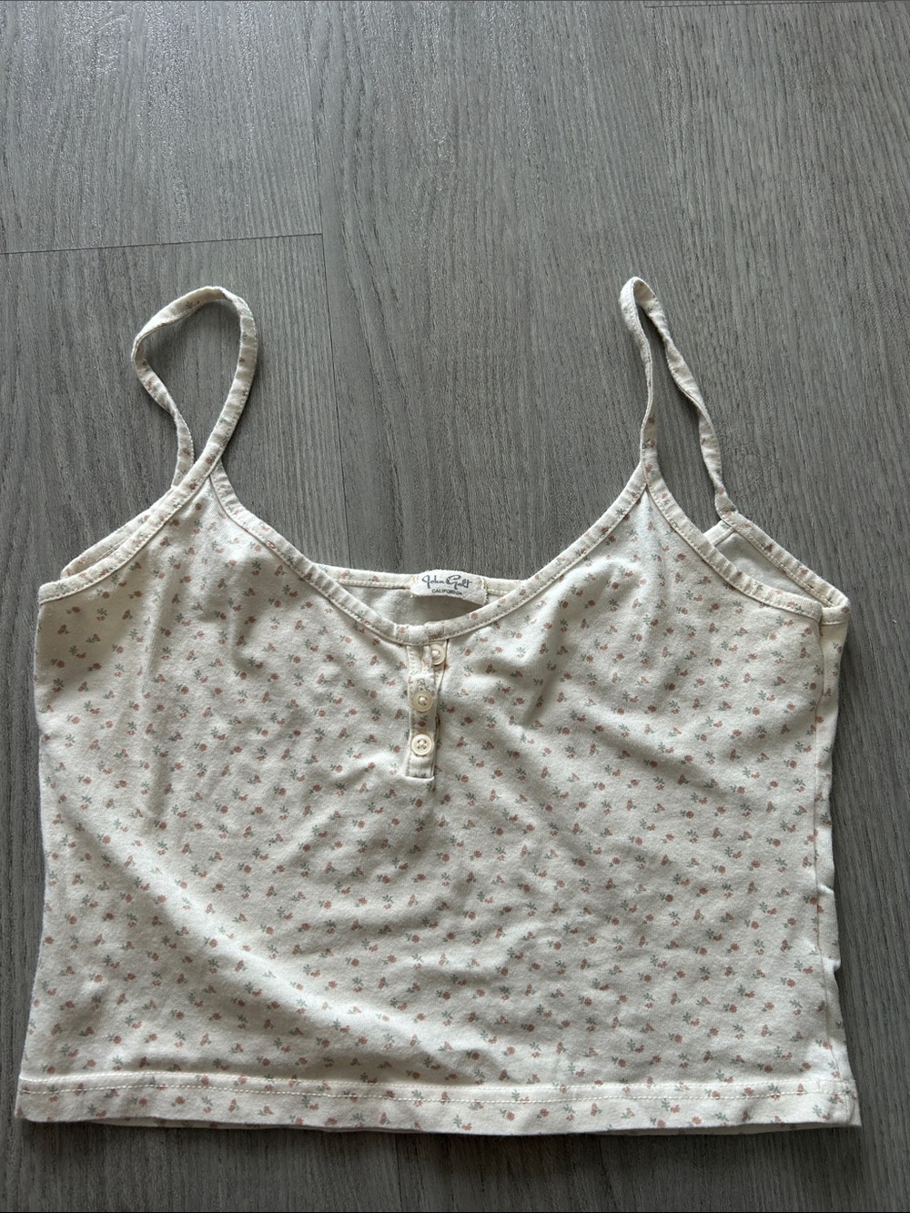 John Galt Cream Floral Henley Top